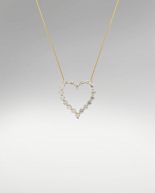 Yellow Gold Heart Shape Diamond Pendant Necklace | Lucid Diamond Co Dallas, Texas