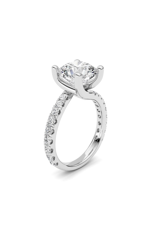 3.75CTW Round Shaped Lab Grown Diamond (F/VS) Ring in 14K White Gold