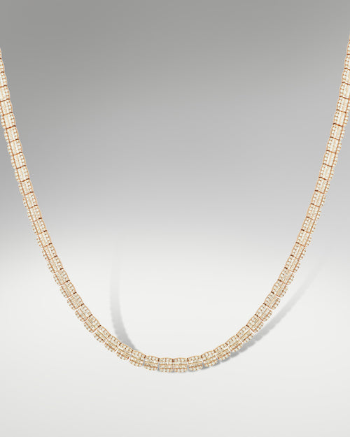 10k Rose Gold Baguette & Round Diamond Necklace at Lucid Diamond Co.