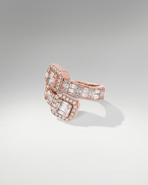 10k Rose Gold Baguette & Round Diamond Ring at Lucid Diamond Co.