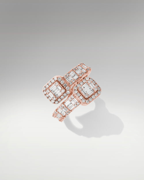 10k Rose Gold Baguette & Round Diamond Ring at Lucid Diamond Co.