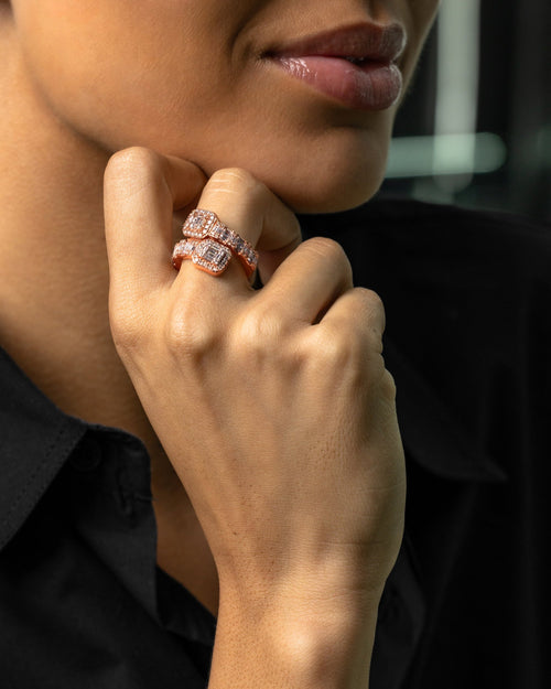 10k Rose Gold Baguette & Round Diamond Ring at Lucid Diamond Co. in Dallas