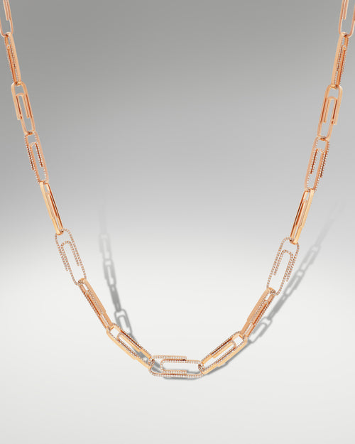 10k Rose Gold Custom Paperclip Necklace at Lucid Diamond Co.