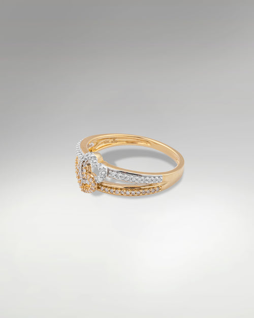 10k Two Tone Double Heart Diamond Ring at Lucid Diamond Co. in Dallas