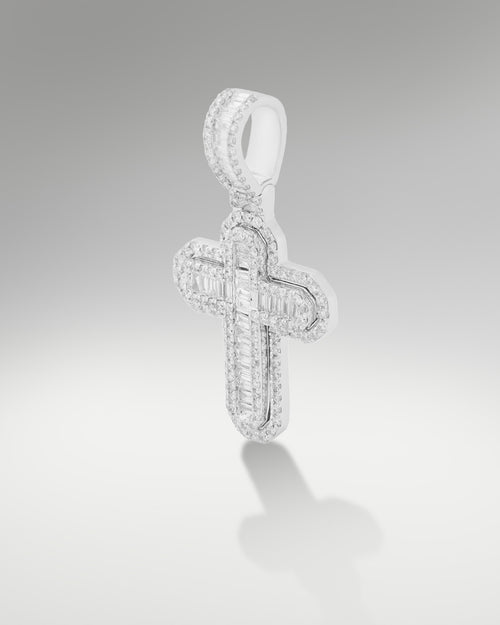 10k White Gold Christian Cross at Lucid Diamond Co.