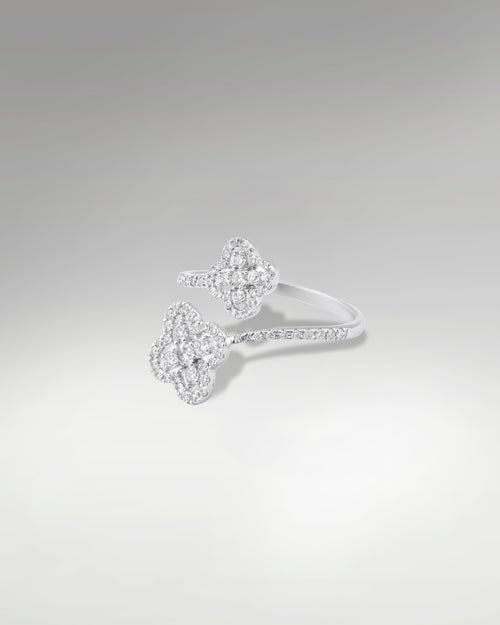 10k White Gold Clover Style Diamond Ring at Lucid Diamond Co.