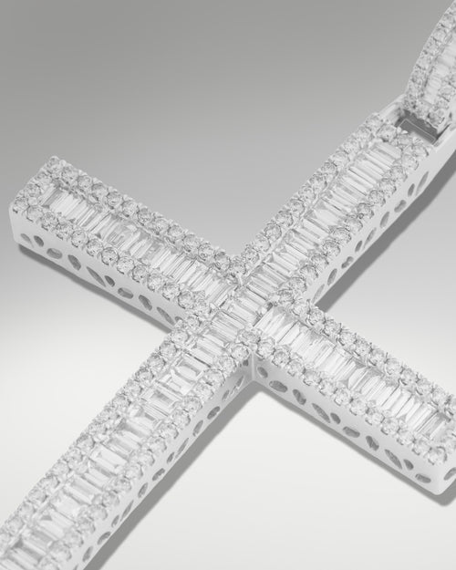 10k White Gold Cross Pendant