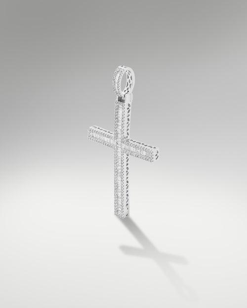 10k White Gold Cross Pendant