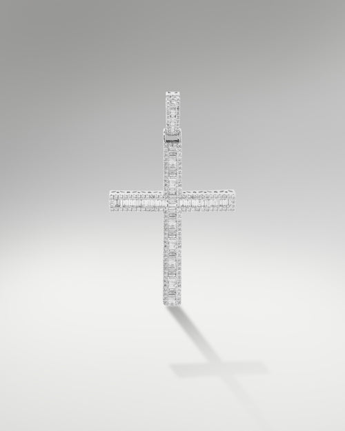 10k White Gold Cross Pendant