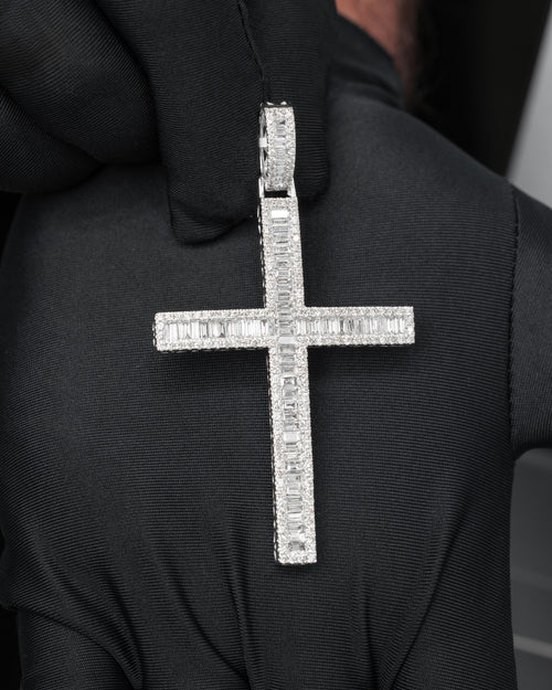 10k White Gold Cross Pendant