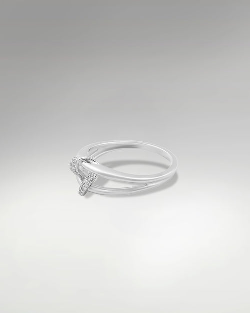 10k White Gold Crossover Pave Diamond Ring at Lucid Diamond Co. in Dallas