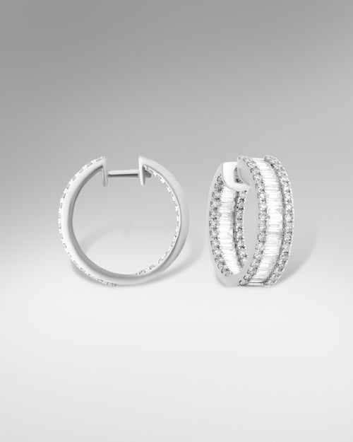 10k White Gold Diamond Hoop Earrings  at Lucid Diamond Co.