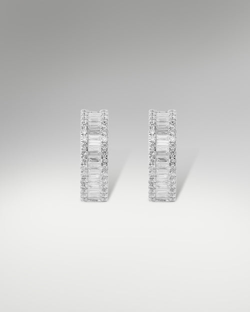 10k White Gold Diamond Hoop Earrings  at Lucid Diamond Co.