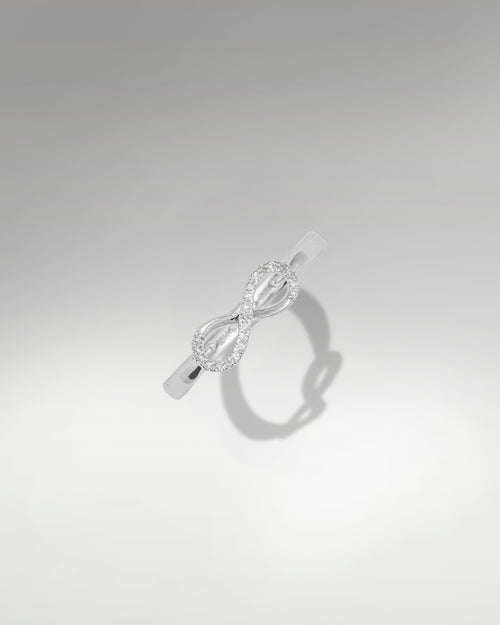 10k White Gold Infinity Diamond Ring at Lucid Diamond Co. Jewelry