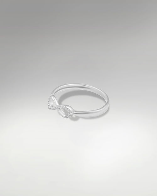 10k White Gold Infinity Diamond Ring at Lucid Diamond Co. Jewelry