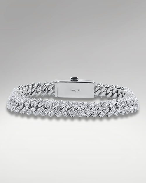 10k White Gold Straight Edge Cuban Link Bracelet | Lucid Diamond Co Dallas, TX