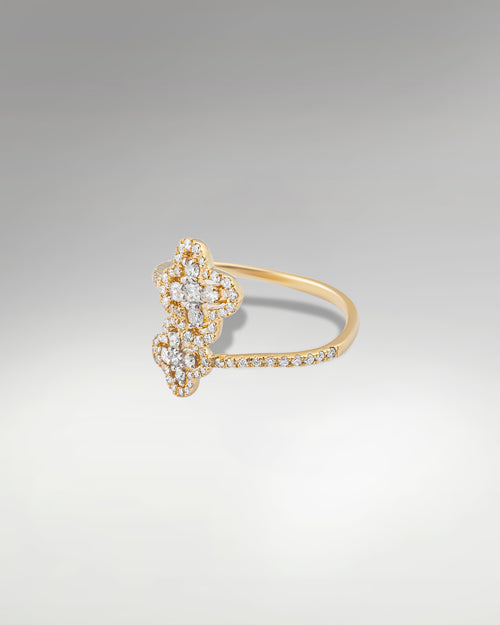 10karat Yellow Gold Clover Style Diamond Ring at Lucid Diamond Co.