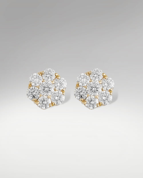 10k Yellow Gold Diamond Flower Cluster Studs at Lucid Diamond Co Jewelers