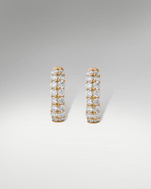 10k Yellow Gold Diamond Hoop Huggie Earrings at Lucid Diamond Co.