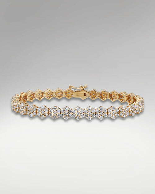 Yellow Gold Flower Cluster Diamond Bracelet | Lucid Diamond Co Dallas, Texas