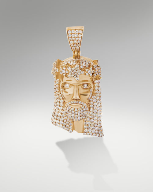 10k Yellow Gold Jesus Head Pendant at Lucid Diamond Co.