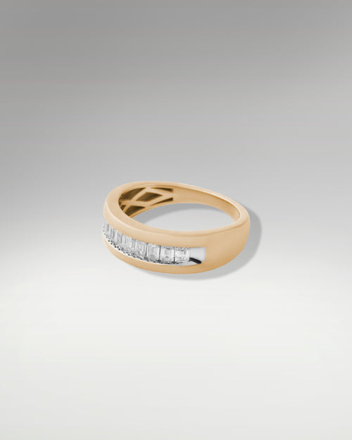 10k Yellow Gold Men's Ring with Emerald Cut Diamonds at Lucid Diamond Co.
