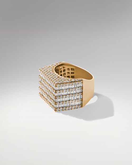 10k Yellow Gold Ring with Baguettes and Round Diamonds at Lucid Diamond Co.