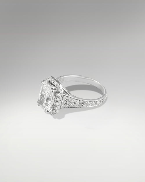 14k White Gold 3ct Radiant Cut Engagement Ring at Lucid Diamond Co.