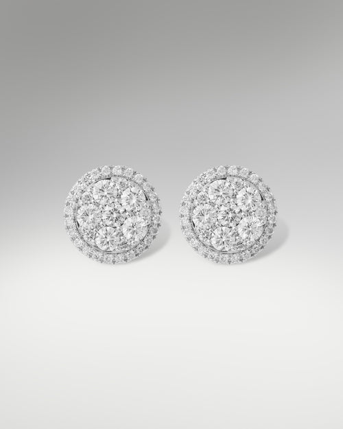 14k White Gold Cluster Studs at Lucid Diamond Co.