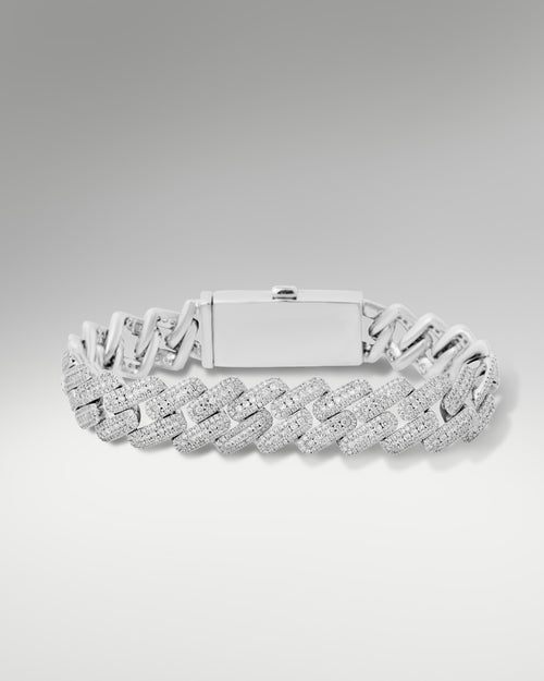 14k White Gold Cuban Link Diamond Bracelet at Lucid Diamond Co.