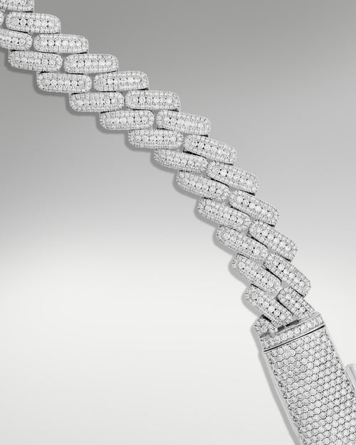 14k White Gold Cuban Link Diamond Bracelet at Lucid Diamond Co.