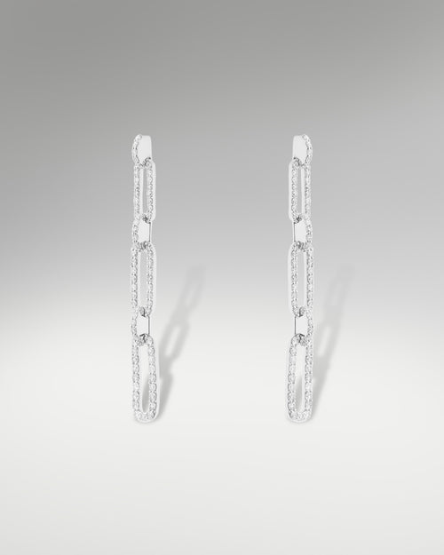 14k White Gold Custom Paperclip Earrings at Lucid Diamond Co.