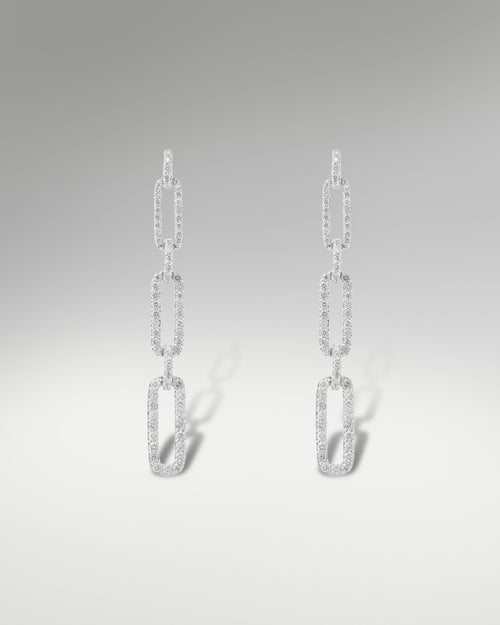 14k White Gold Custom Paperclip Earrings at Lucid Diamond Co.