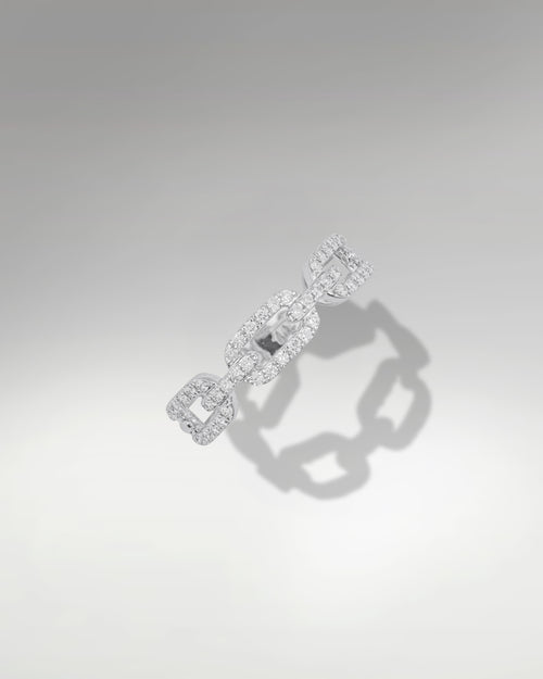 14k White Gold Diamond Link Ring at Lucid Diamond Co.