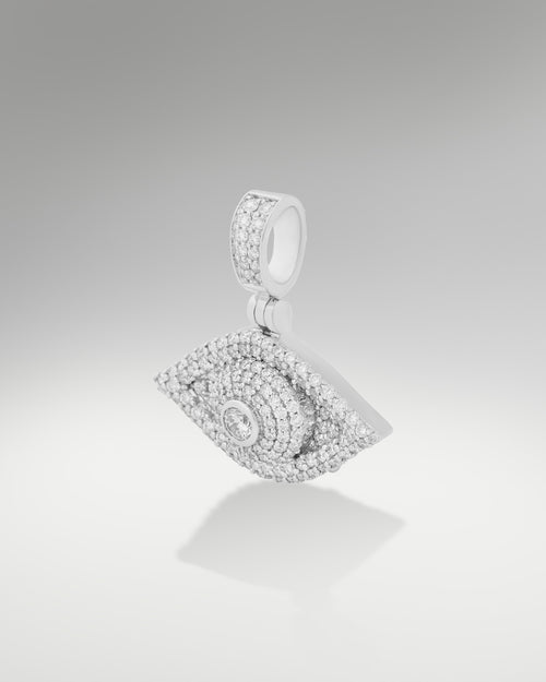 14k White Gold Evil Eye Solitaire Pendant at Lucid Diamond Co
