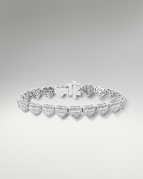 White Gold Heart-Shaped Diamond Bracelet | Lucid Diamond Co DFW, Texas
