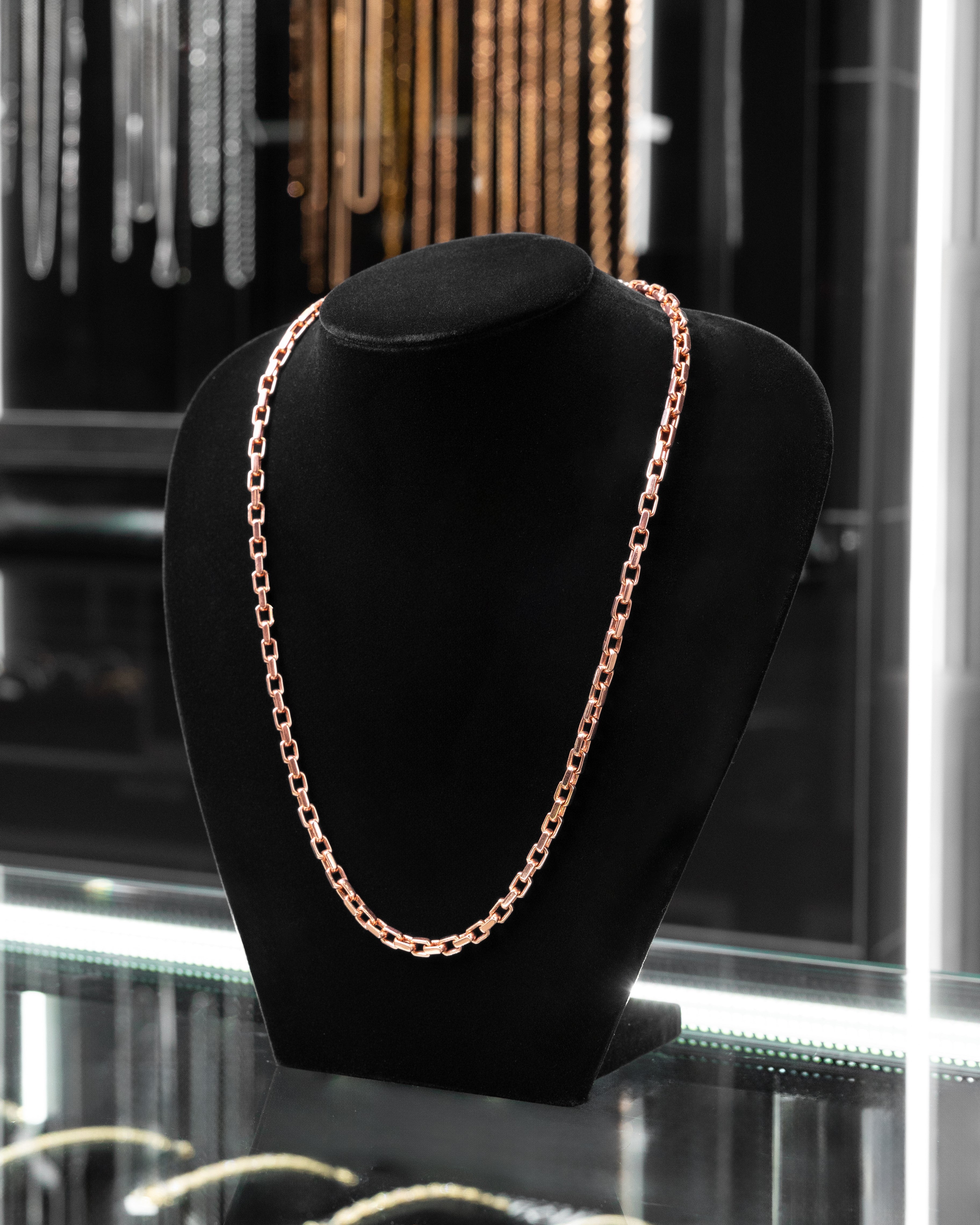 14k Rose Gold Hermes Link Chain with Diamond Clasp