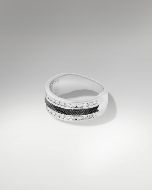 14k White Gold Men's Diamond Ring at Lucid Diamond Co.