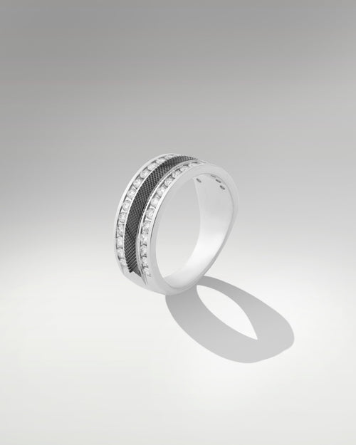 14k White Gold Men's Diamond Ring at Lucid Diamond Co.