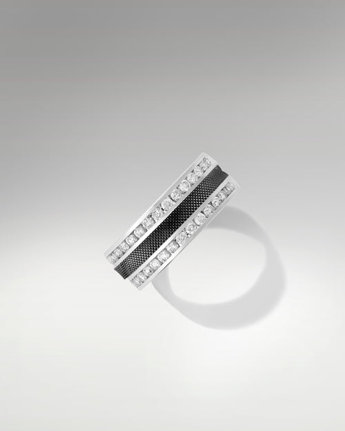 14k White Gold Men's Diamond Ring at Lucid Diamond Co.