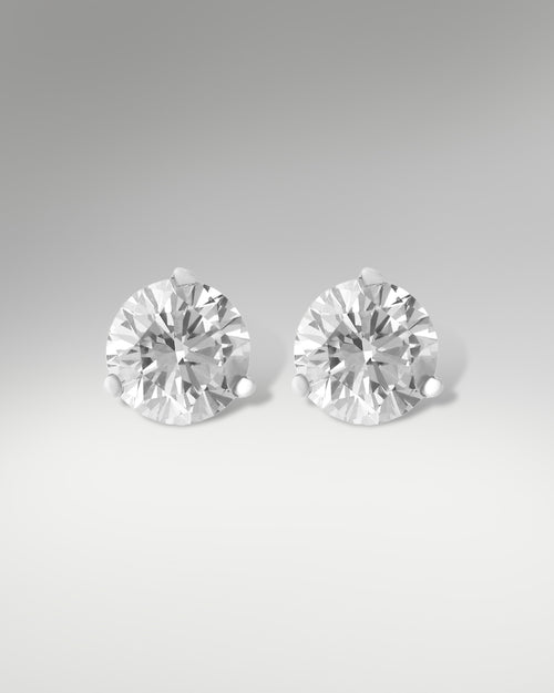 14k White Gold Solitaire Diamond Earrings at Lucid Diamond Co.