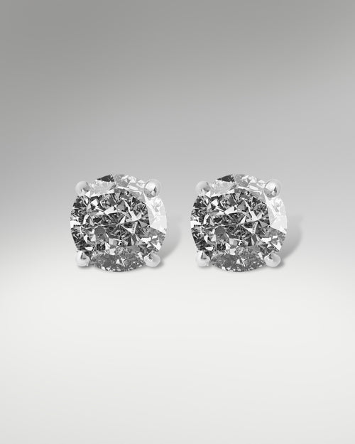 14k White Gold Solitaire Diamond Earrings at Lucid Diamond Co.