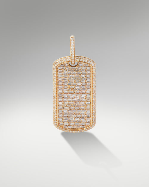 14k Yellow Gold Diamond Dog Tag Pendant at Lucid Diamond Co.