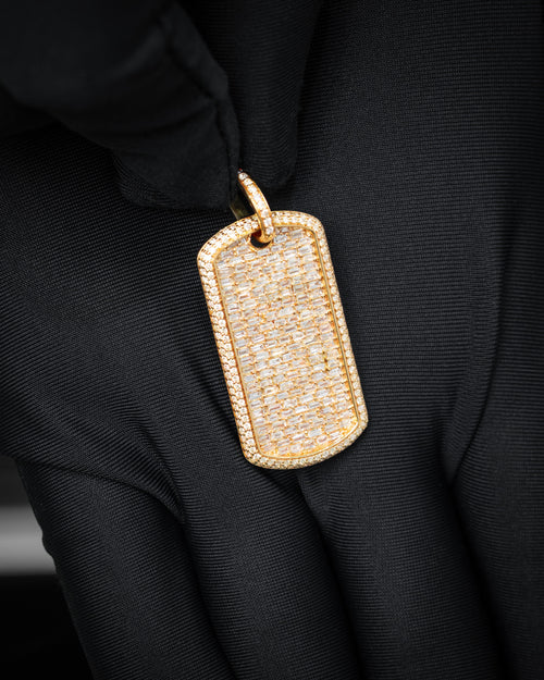 14k Yellow Gold Diamond Dog Tag Pendant at Lucid Diamond Co. in Dallas, Texas