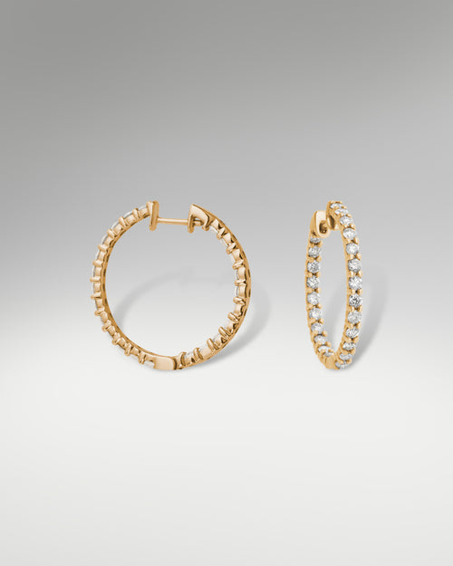 14k Yellow Gold Diamond Hoop Earrings at Lucid Diamond Co.