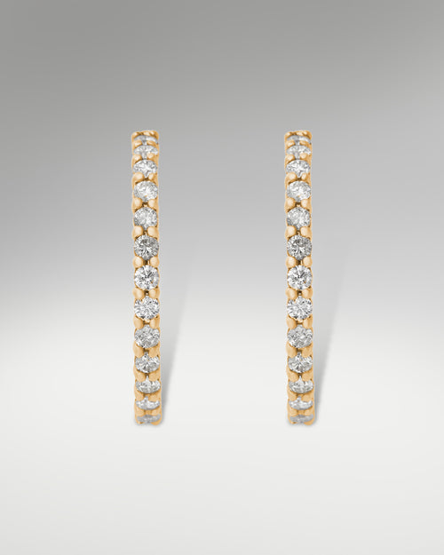 14k Yellow Gold Diamond Hoop Earrings at Lucid Diamond Co.