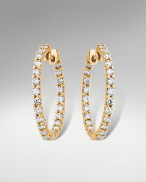 14k Yellow Gold Diamond Hoop Earrings at Lucid Diamond Co.