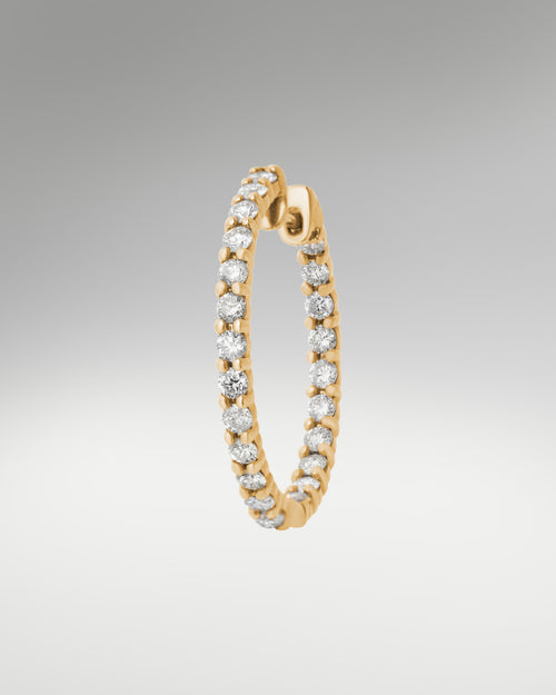 14k Yellow Gold Diamond Hoop Earrings at Lucid Diamond Co.