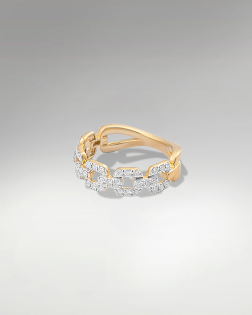 14k Yellow Gold Diamond Link Ring at Lucid Diamond Co. Jewelry