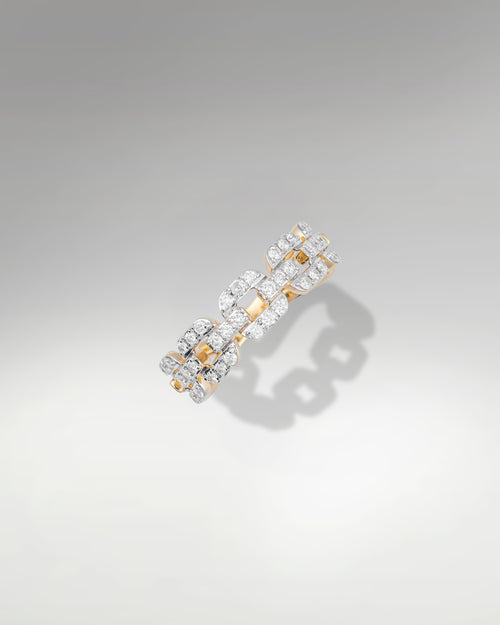 14k Yellow Gold Diamond Link Ring at Lucid Diamond Co. in Dallas